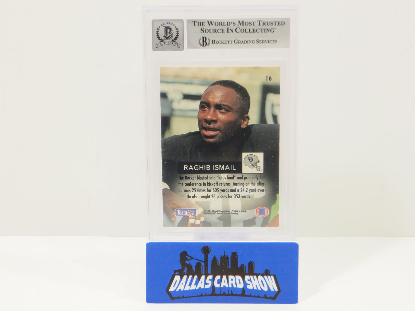 RAGHIB ROCKET ISMAIL SIGNED BGS BAS Slab 1994 Playoff #16 Raiders AUTO 10