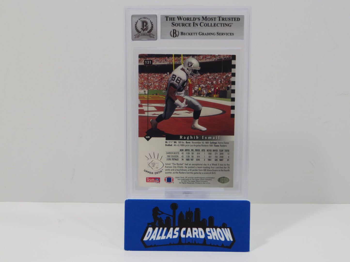 RAGHIB ROCKET ISMAIL SIGNED BGS BAS Slab 1993 SP #131 Raiders AUTO 10