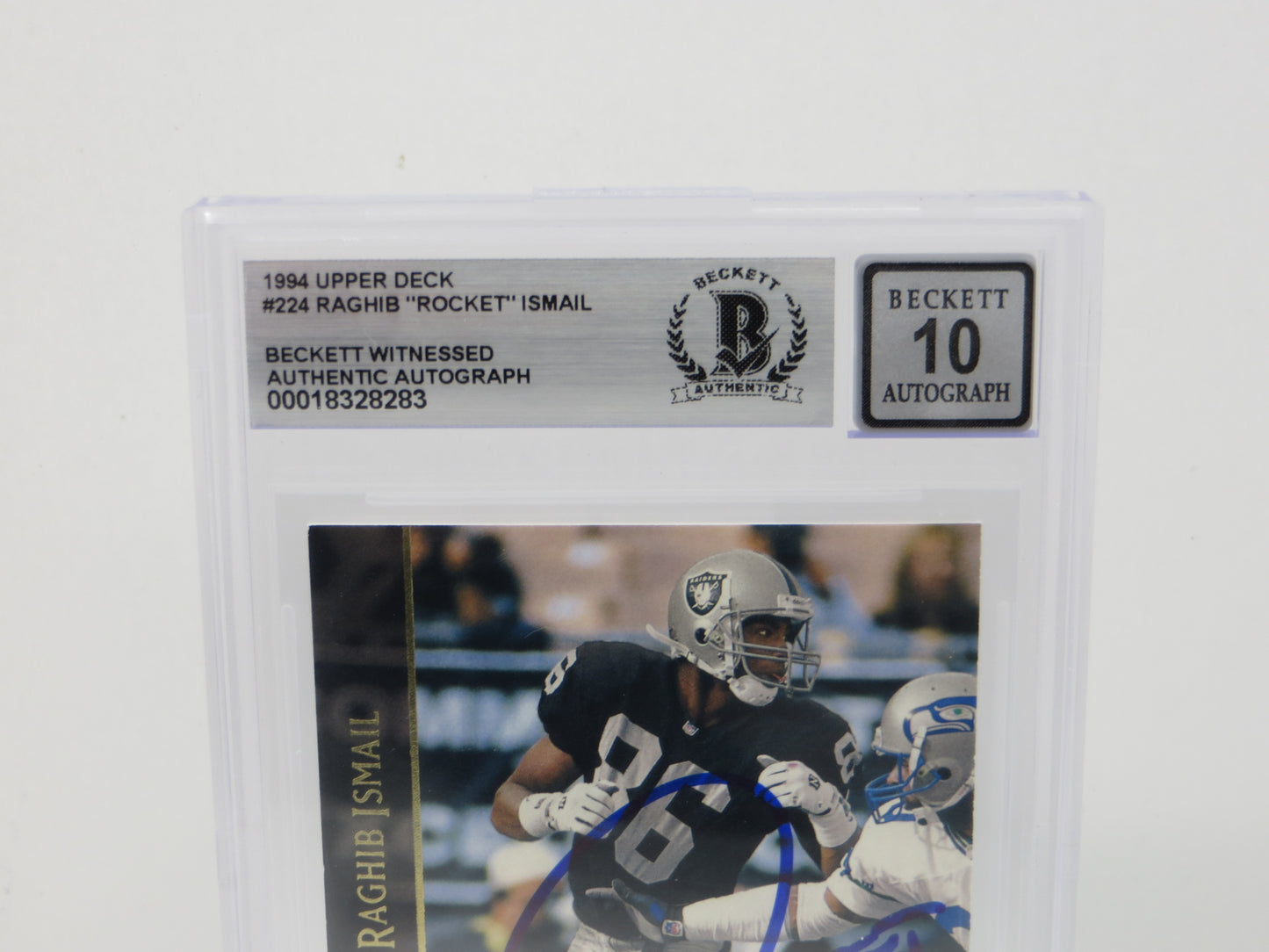RAGHIB ROCKET ISMAIL SIGNED BGS BAS Slab 1994 Upper Deck #224 Raiders AUTO 10