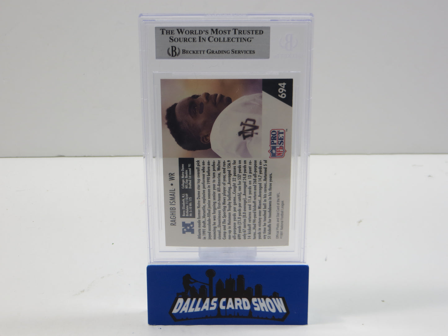 1991 PRO SET DRAFT DAY #694C RAGHIB "ROCKET" ISMAIL BGS AUTO