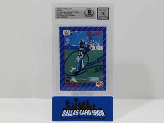 ROCKET ISMAIL SIGNED BGS BAS Slab 1991 All World CFL French #110 Argonauts AUTO 10