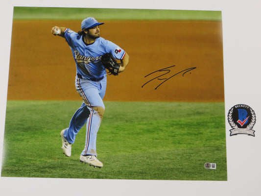 JOSH SMITH TEXAS RANGERS SIGNED 16x20 PHOTO ALT Jersey Light Blue FIELDING BAS