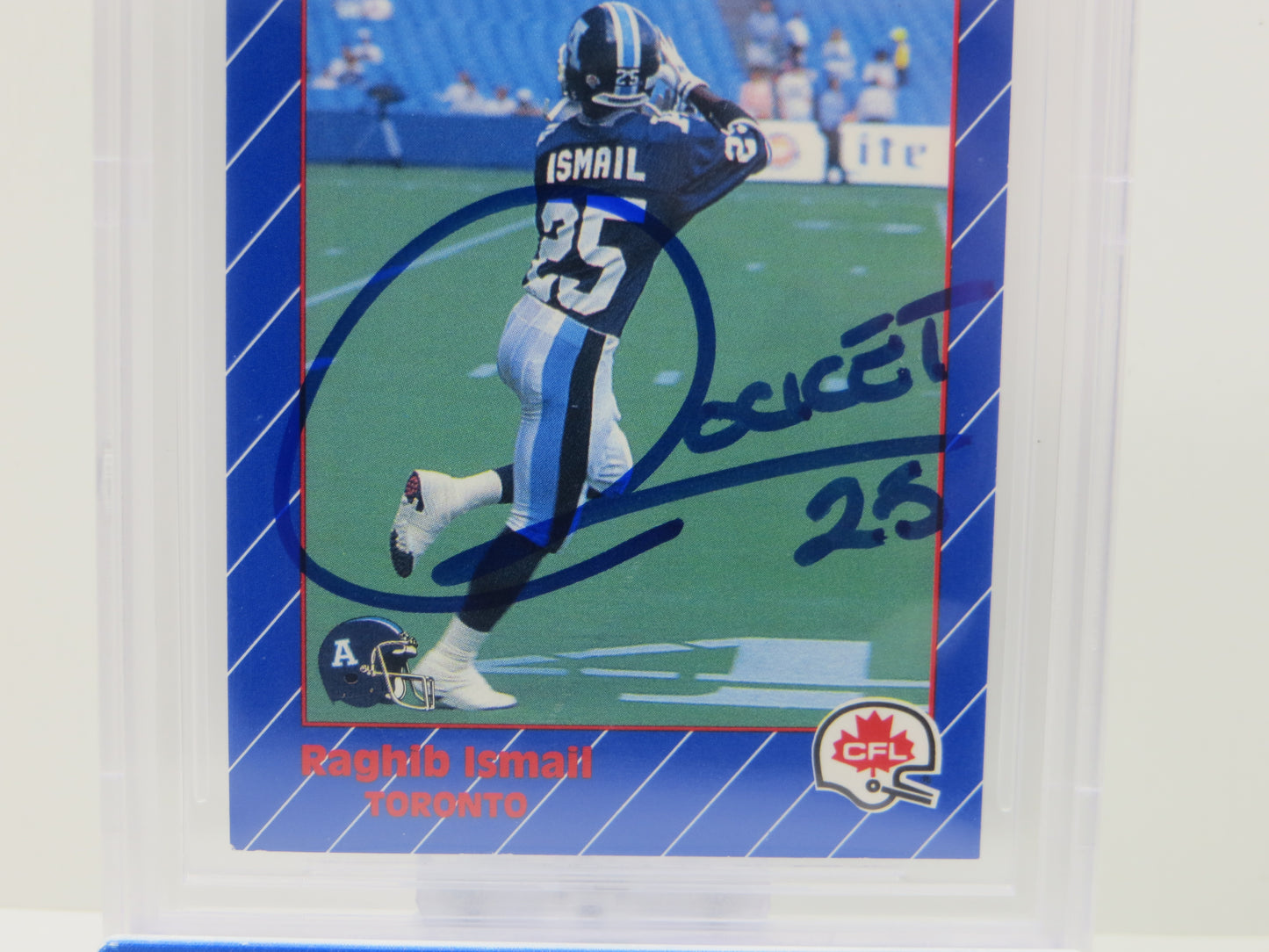 ROCKET ISMAIL SIGNED BGS BAS Slab 1991 All World CFL French #110 Argonauts AUTO 10