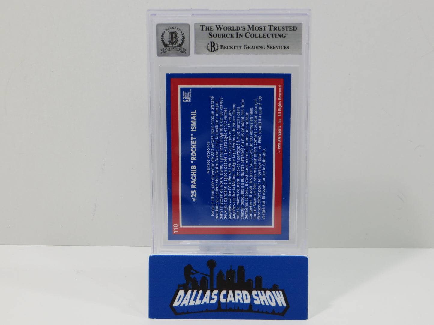 ROCKET ISMAIL SIGNED BGS BAS Slab 1991 All World CFL French #110 Argonauts AUTO 10