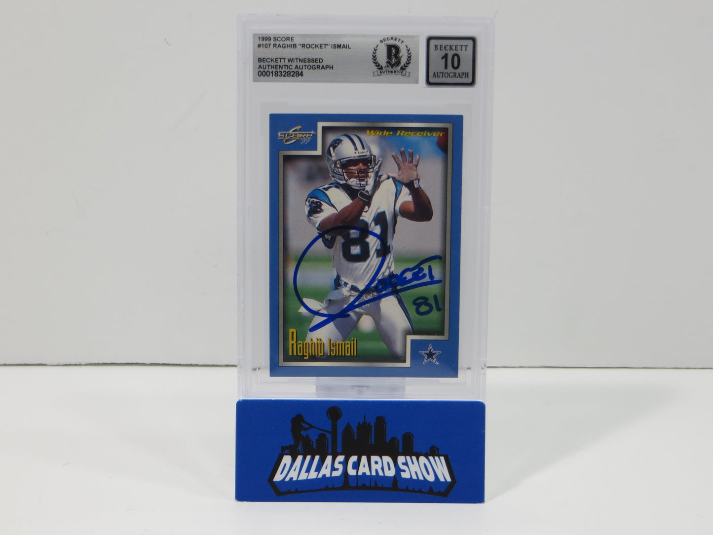 1999 Score #107 ROCKET ISMAIL SIGNED Carolina Panthers BGS BAS 10 Auto