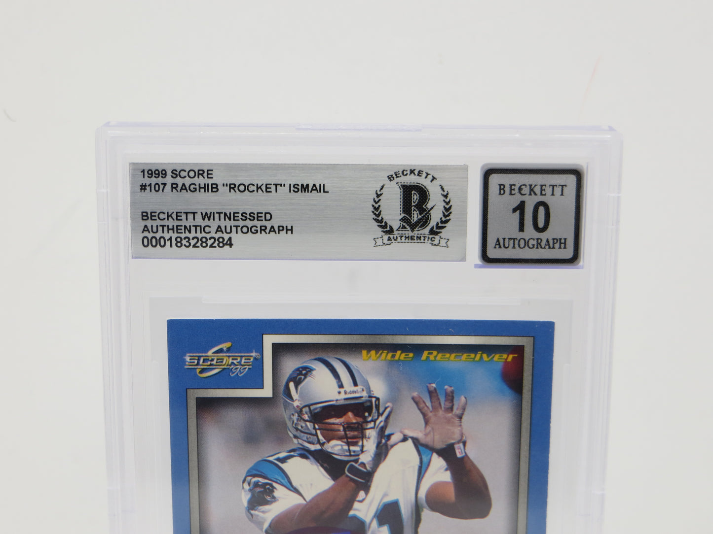 1999 Score #107 ROCKET ISMAIL SIGNED Carolina Panthers BGS BAS 10 Auto