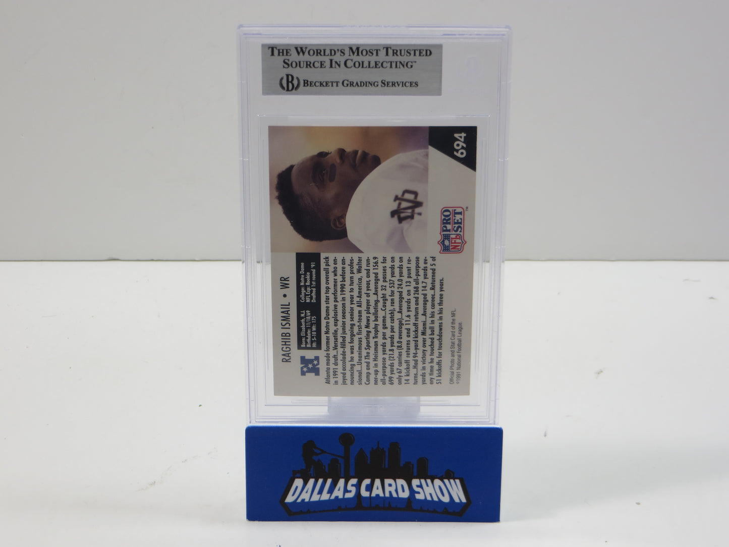 1991 PRO SET DRAFT DAY #694C RAGHIB "ROCKET" ISMAIL BGS AUTO