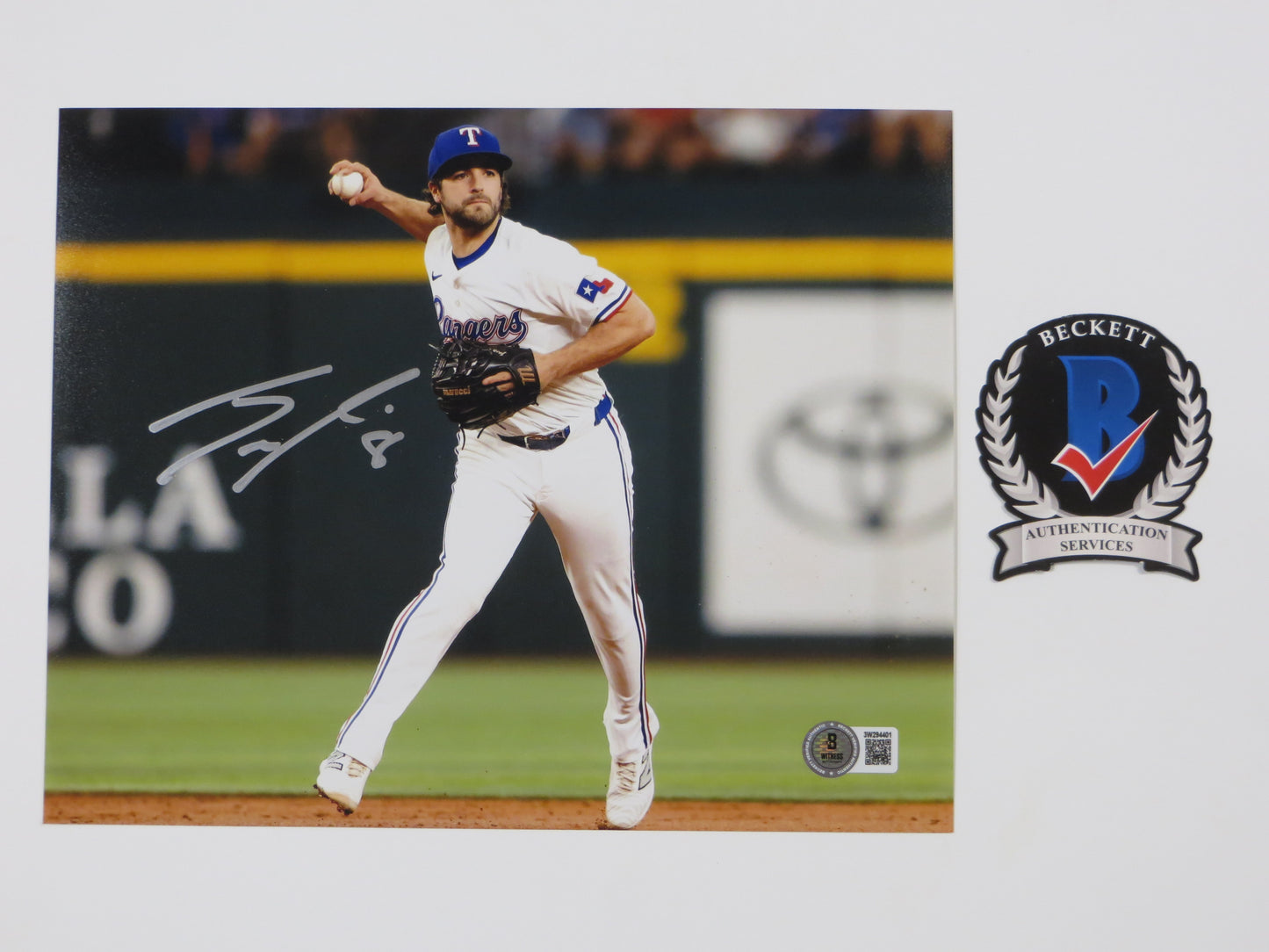 JOSH SMITH TEXAS RANGERS SIGNED 8x10 PHOTO Globe Life Field FIELDING BAS COA