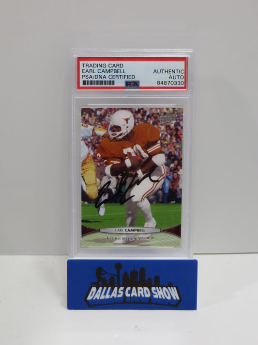 EARL CAMPBELL SIGNED 2012 UPPER DECK #19 Football Card PSA SLAB Authentic AUTO