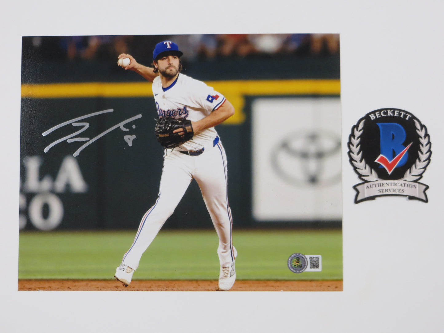 JOSH SMITH TEXAS RANGERS SIGNED 8x10 PHOTO Globe Life Field FIELDING BAS COA