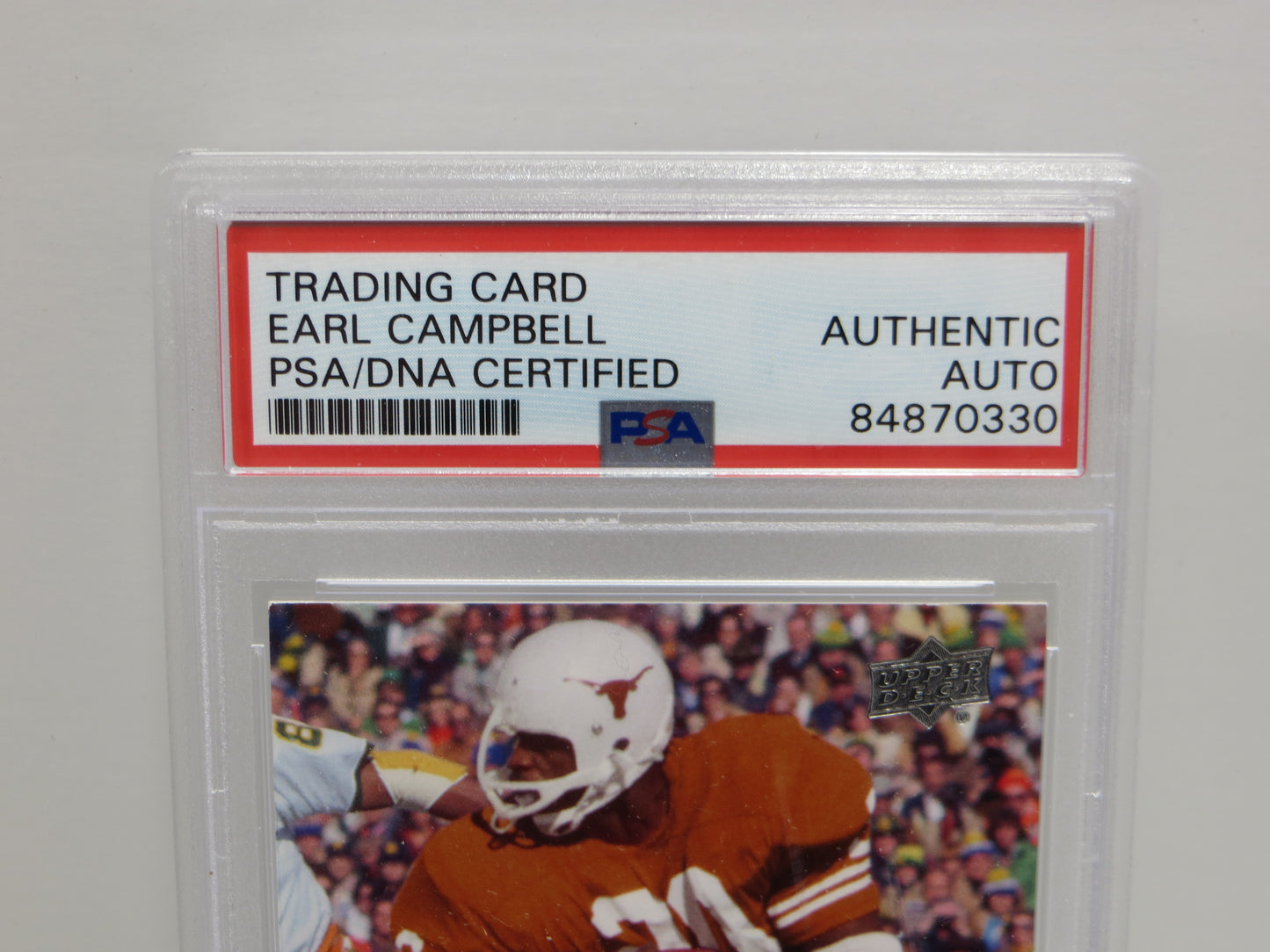 EARL CAMPBELL SIGNED 2012 UPPER DECK #19 Football Card PSA SLAB Authentic AUTO