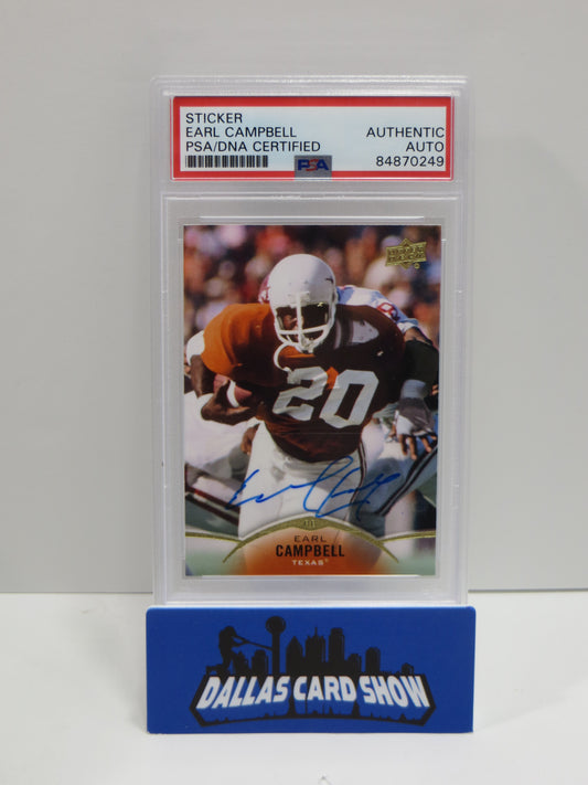EARL CAMPBELL SIGNED 2015 UPPER DECK #38 Football Card PSA SLAB Authentic AUTO
