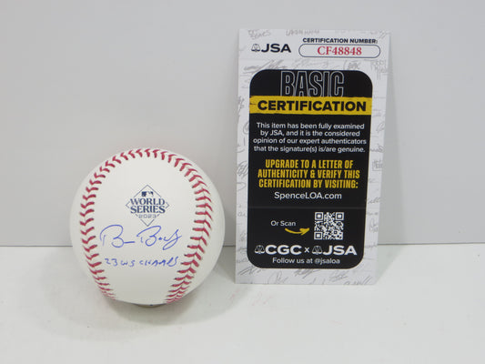 BRUCE BOCHY SIGNED Rawlings 2023 World Series BASEBALL w/INSC Texas Rangers JSA