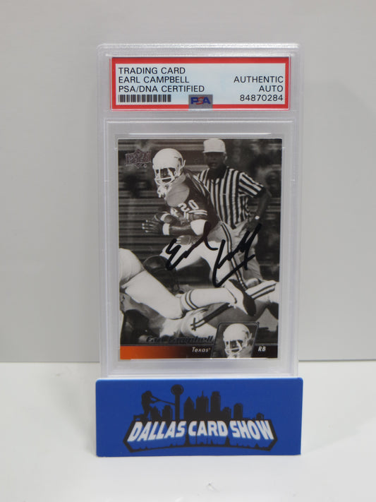 EARL CAMPBELL SIGNED 2011 UPPER DECK #49 Football Card PSA SLAB Authentic AUTO