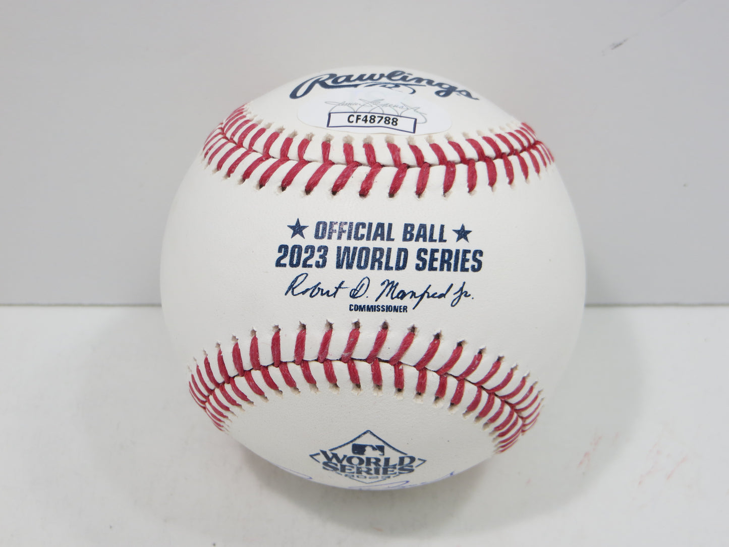 BRUCE BOCHY SIGNED Rawlings 2023 World Series BASEBALL w/INSC Texas Rangers JSA