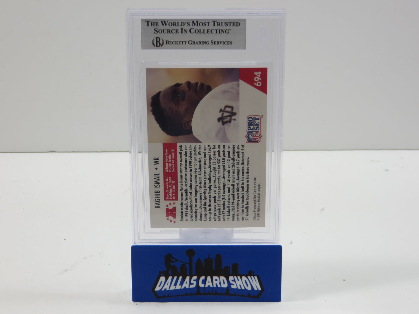 1991 PRO SET DRAFT DAY #694E RAGHIB "ROCKET" ISMAIL BGS 10 AUTO