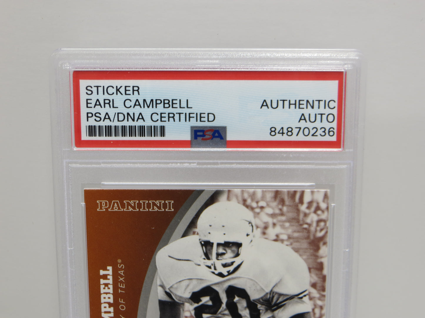 EARL CAMPBELL SIGNED 2015 PANINI COLLEGE #73 Football Card PSA SLAB Authentic AUTO