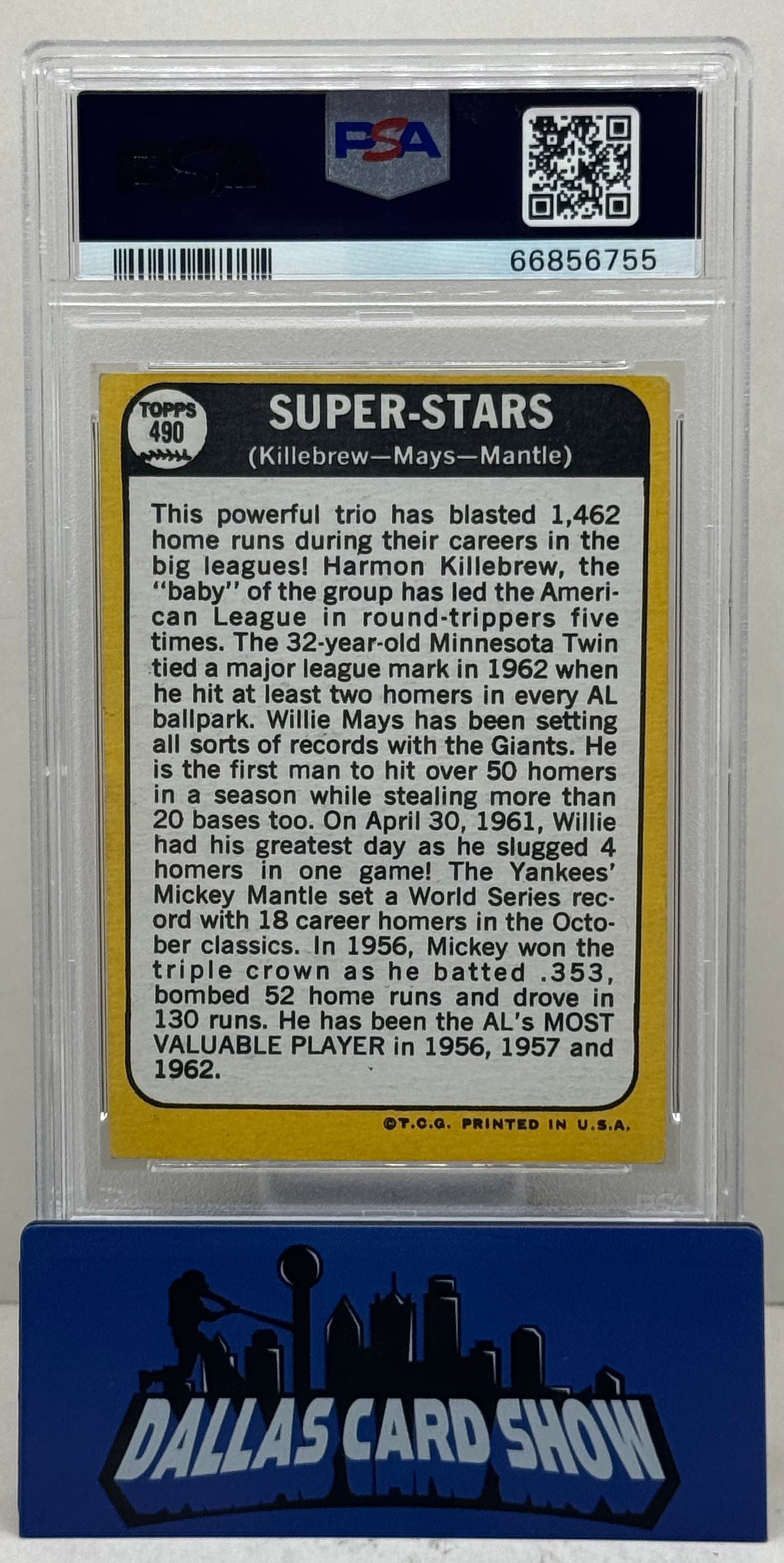 1968 Topps #490 Super Stars Killebrew,Mantle,Mays PSA 2