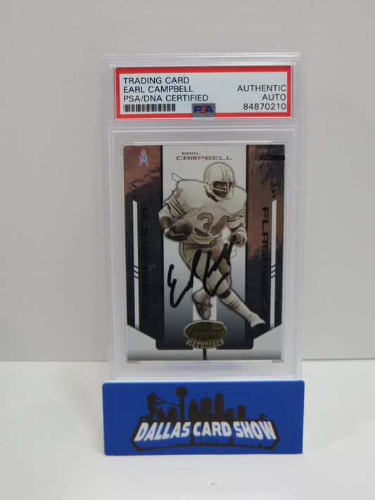 EARL CAMPBELL SIGNED 2004 DONRUSS PLAYOFF #136 Football Card PSA SLAB Authentic AUTO