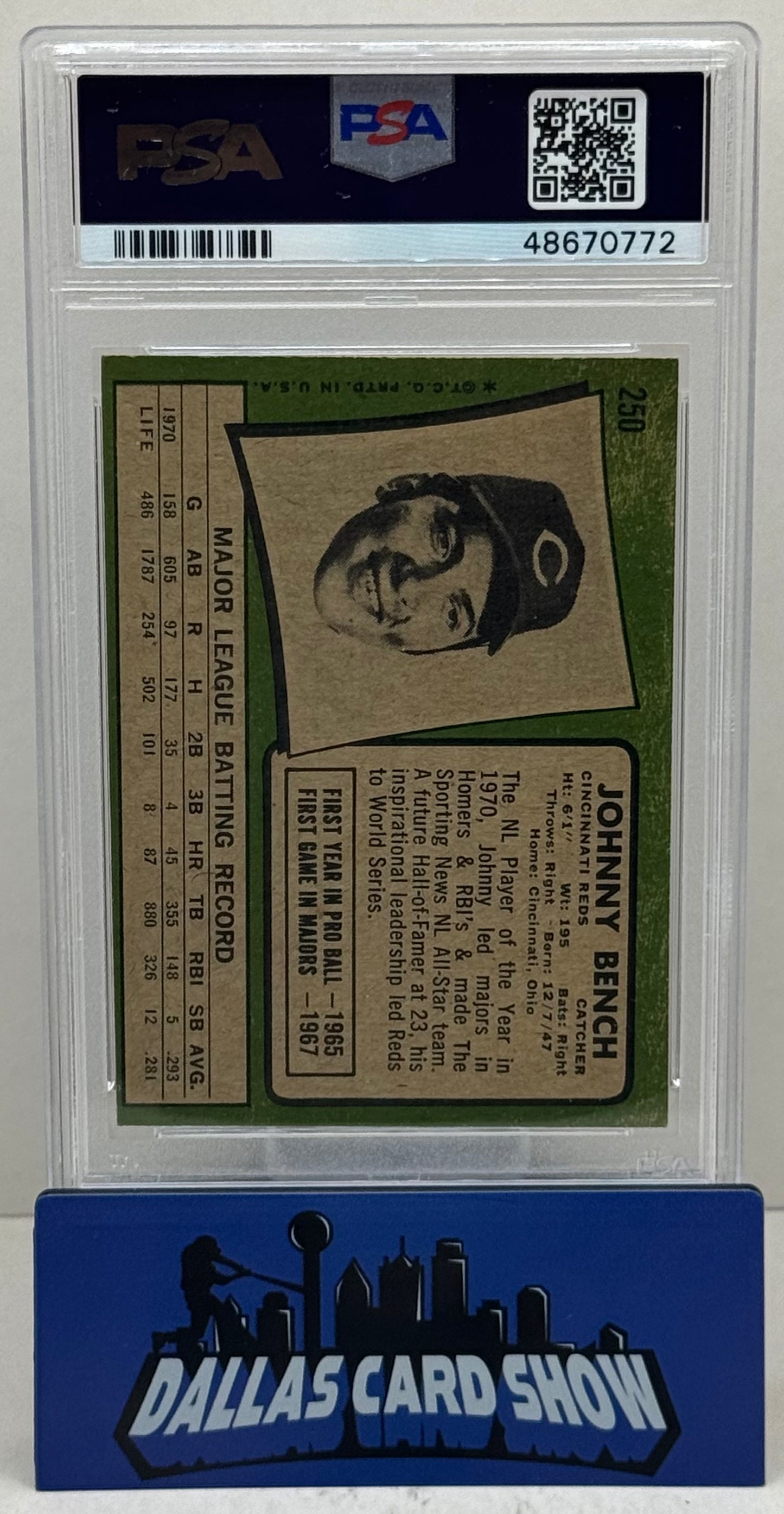 1971 Topps #250 Jonny Bench PSA 5.5