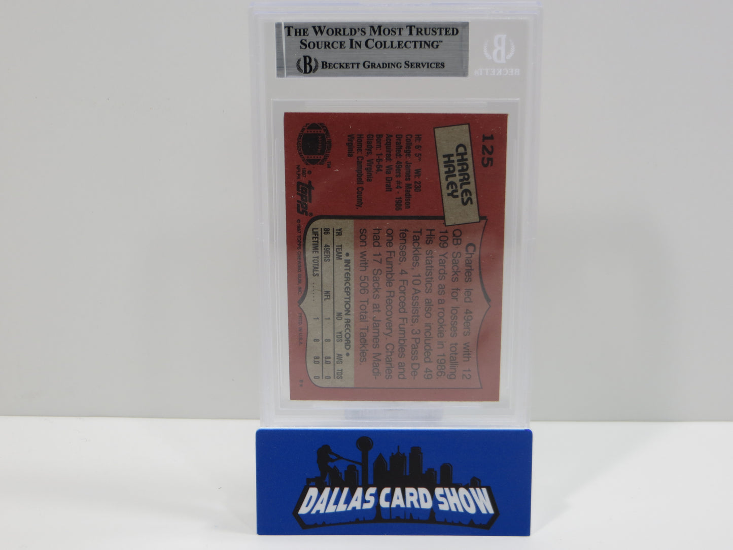 CHARLES HALEY SIGNED 1987 TOPPS #125 COWBOYS 49ers BGS BAS SLAB