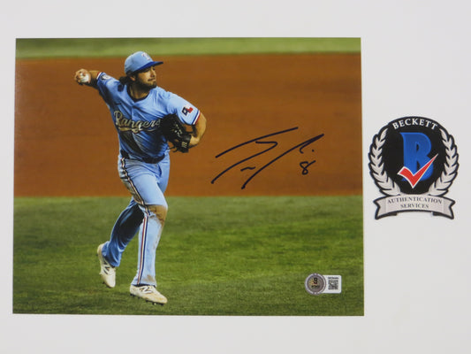 JOSH SMITH TEXAS RANGERS SIGNED 8x10 PHOTO ALT Jersey Light Blue FIELDING BAS