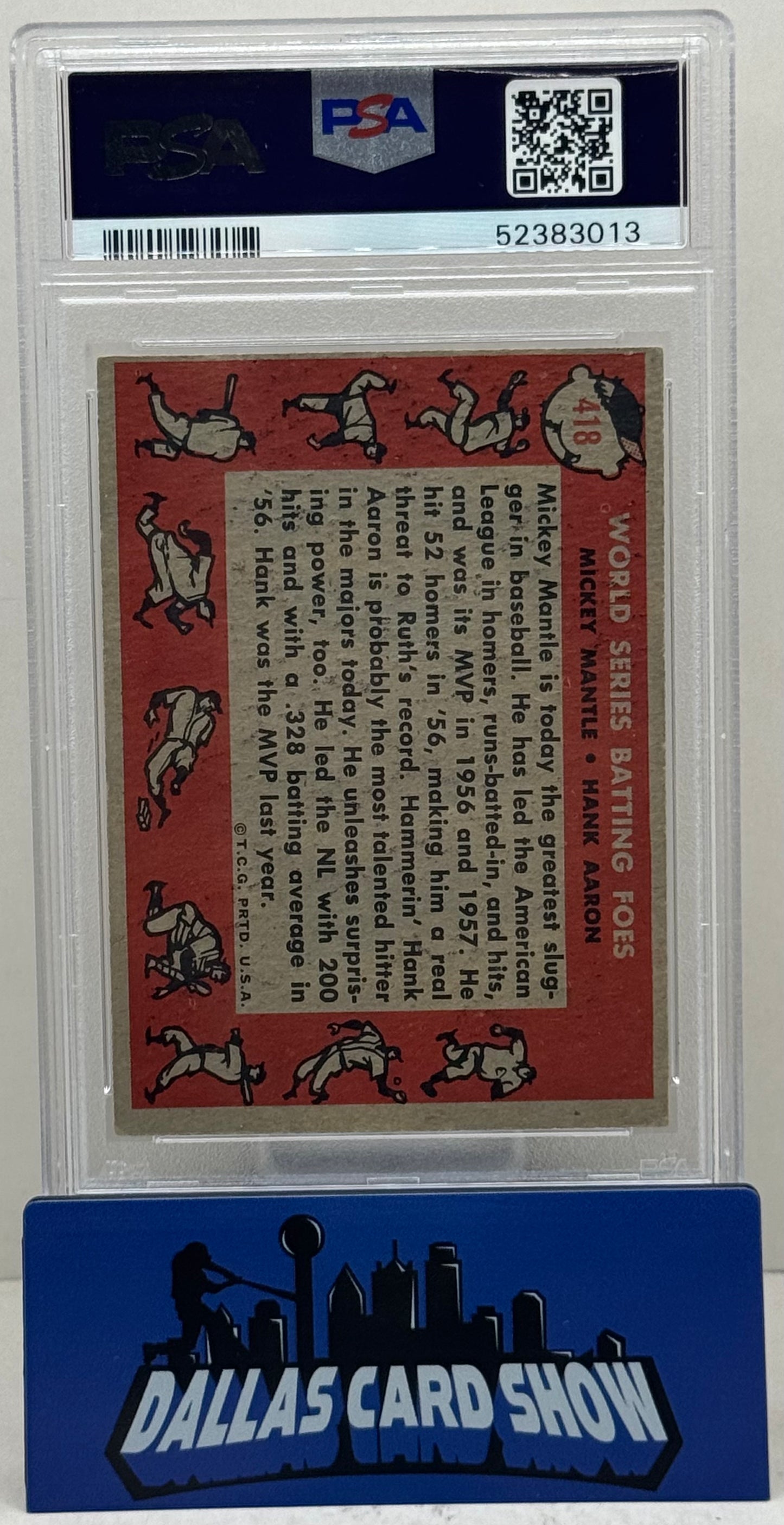 1958 Topps #418 Mantle,Aaron World Series Batting Foes PSA 4