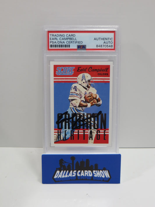 EARL CAMPBELL SIGNED 2015 SCORE #1 Football Card PSA SLAB Authentic AUTO