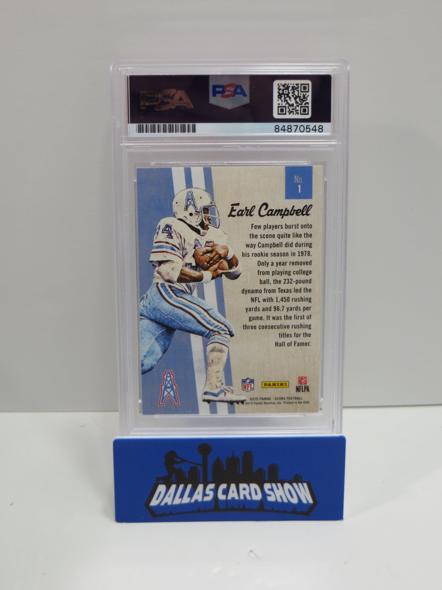 EARL CAMPBELL SIGNED 2015 SCORE #1 Football Card PSA SLAB Authentic AUTO