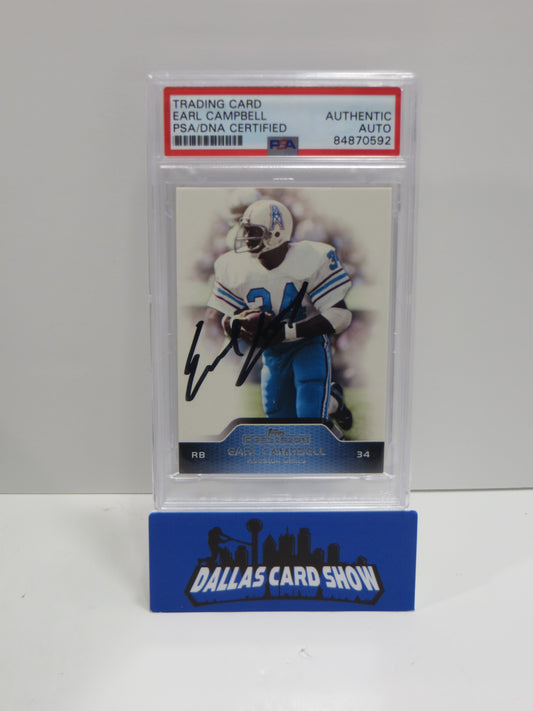 EARL CAMPBELL SIGNED 2011 TOPPS PRECISION #23 Football Card PSA SLAB Authentic AUTO