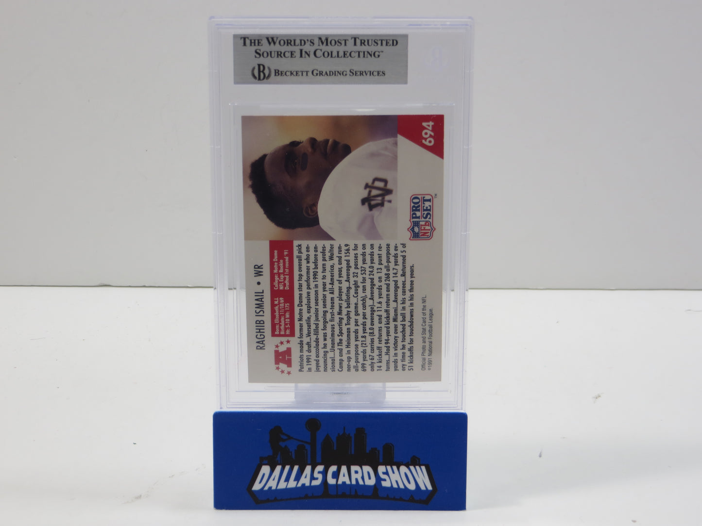 1991 PRO SET DRAFT DAY #694E RAGHIB "ROCKET" ISMAIL BGS 10 AUTO