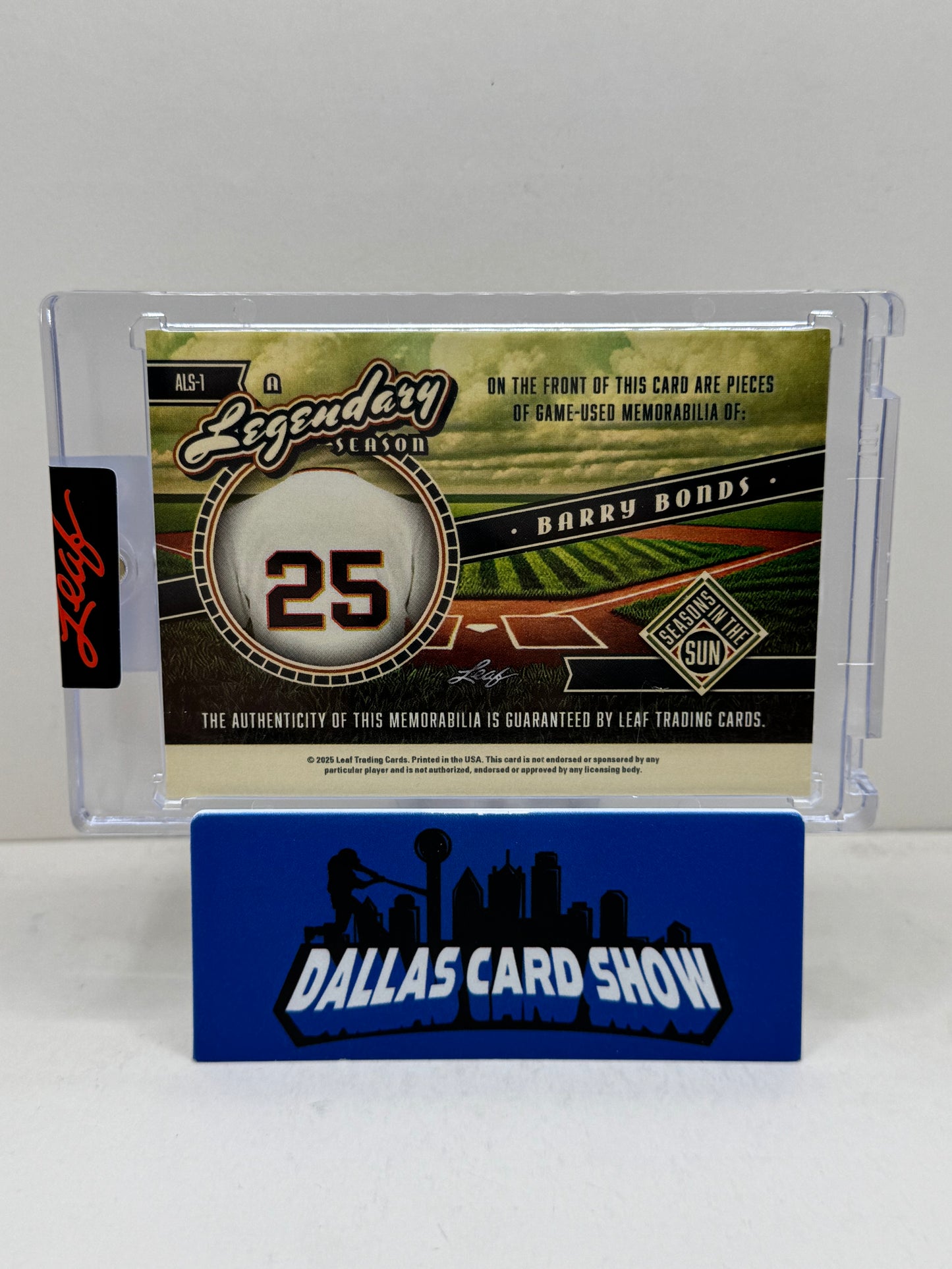 2025 Leaf Seasons In The Sun #ALS-1 Barry Bonds A Legendary Season Relic /3