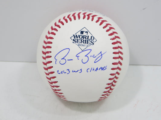 BRUCE BOCHY SIGNED Rawlings 2023 World Series BASEBALL w/INSC Texas Rangers JSA