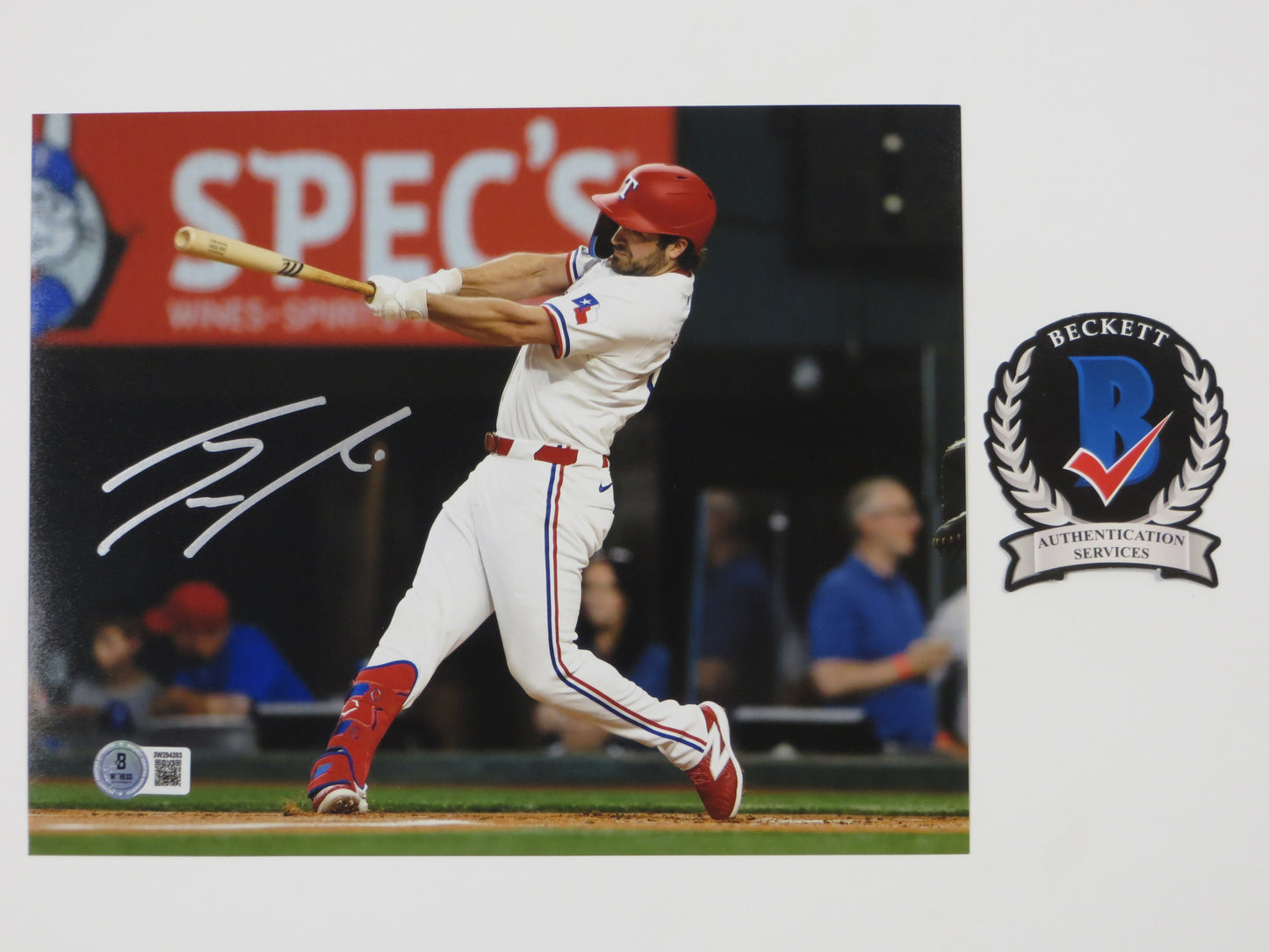 JOSH SMITH TEXAS RANGERS SIGNED 8x10 PHOTO Globe Life Field at Bat LSU Tigers BAS