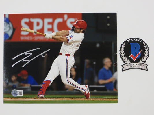 JOSH SMITH TEXAS RANGERS SIGNED 8x10 PHOTO Globe Life Field at Bat LSU Tigers BAS