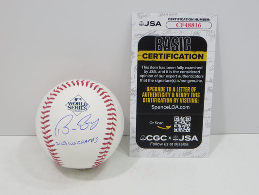BRUCE BOCHY SIGNED Rawlings 2023 World Series BASEBALL w/INSC Texas Rangers JSA