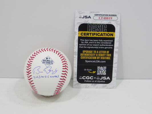 BRUCE BOCHY SIGNED Rawlings 2023 World Series BASEBALL w/INSC Texas Rangers JSA