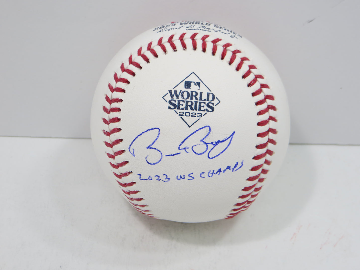 BRUCE BOCHY SIGNED Rawlings 2023 World Series BASEBALL w/INSC Texas Rangers JSA