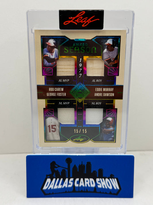 2025 Leaf Seasons In The Sun Carew,Foster,Dawson,Murray 1977 Award Season Relic /15