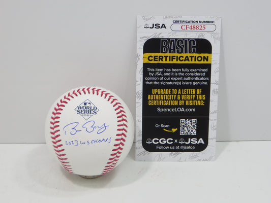 BRUCE BOCHY SIGNED Rawlings 2023 World Series BASEBALL w/INSC Texas Rangers JSA