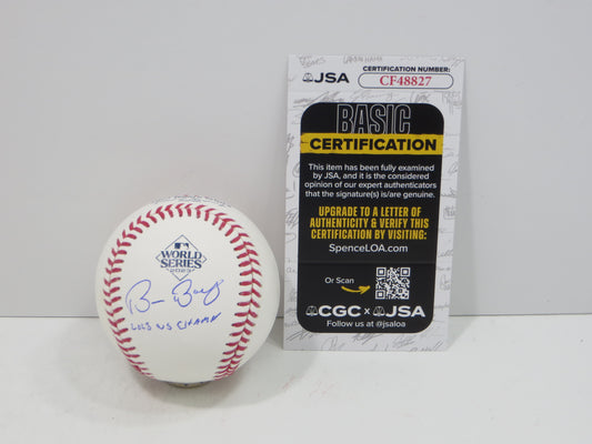 BRUCE BOCHY SIGNED Rawlings 2023 World Series BASEBALL w/INSC Texas Rangers JSA