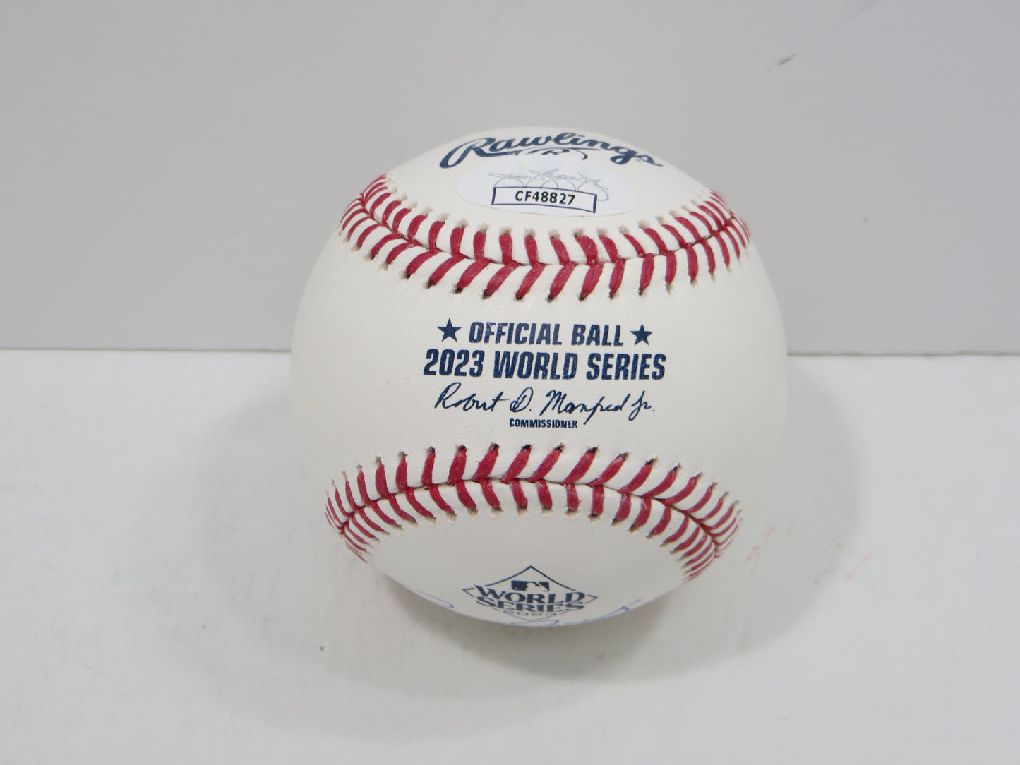 BRUCE BOCHY SIGNED Rawlings 2023 World Series BASEBALL w/INSC Texas Rangers JSA