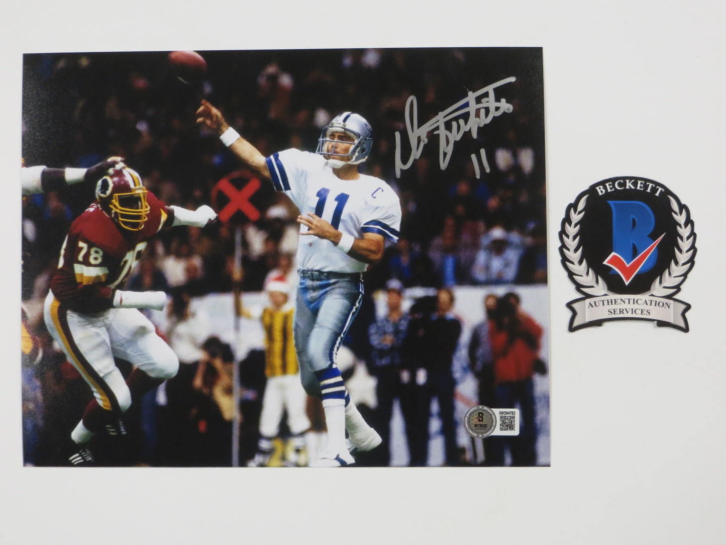 DANNY WHITE DALLAS COWBOYS SIGNED 8x10 PHOTO Texas Stadium ASU Sun Devils BAS