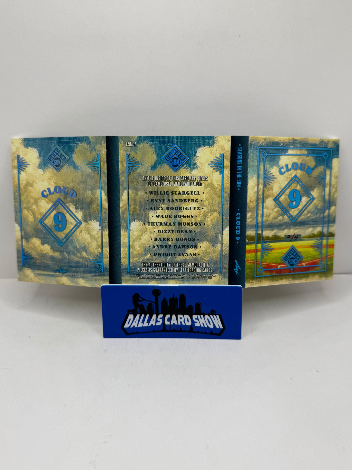 2025 Leaf Seasons In The Sun Cloud 9 Relic Booklet Bonds,Sandberg,Rodriguez,Etc /4
