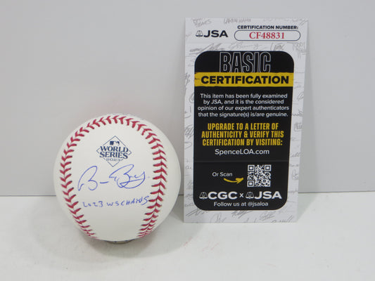 BRUCE BOCHY SIGNED Rawlings 2023 World Series BASEBALL w/INSC Texas Rangers JSA