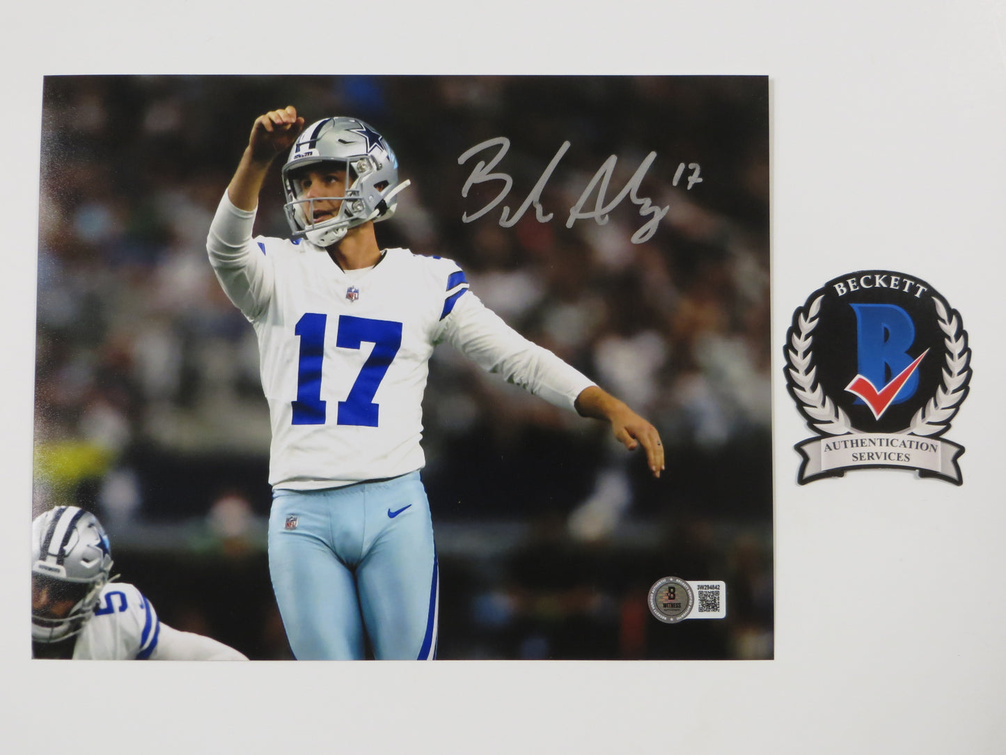 BRANDON AUBREY DALLAS COWBOYS SIGNED 8x10 PHOTO Notre Dame Fighting Irish BAS