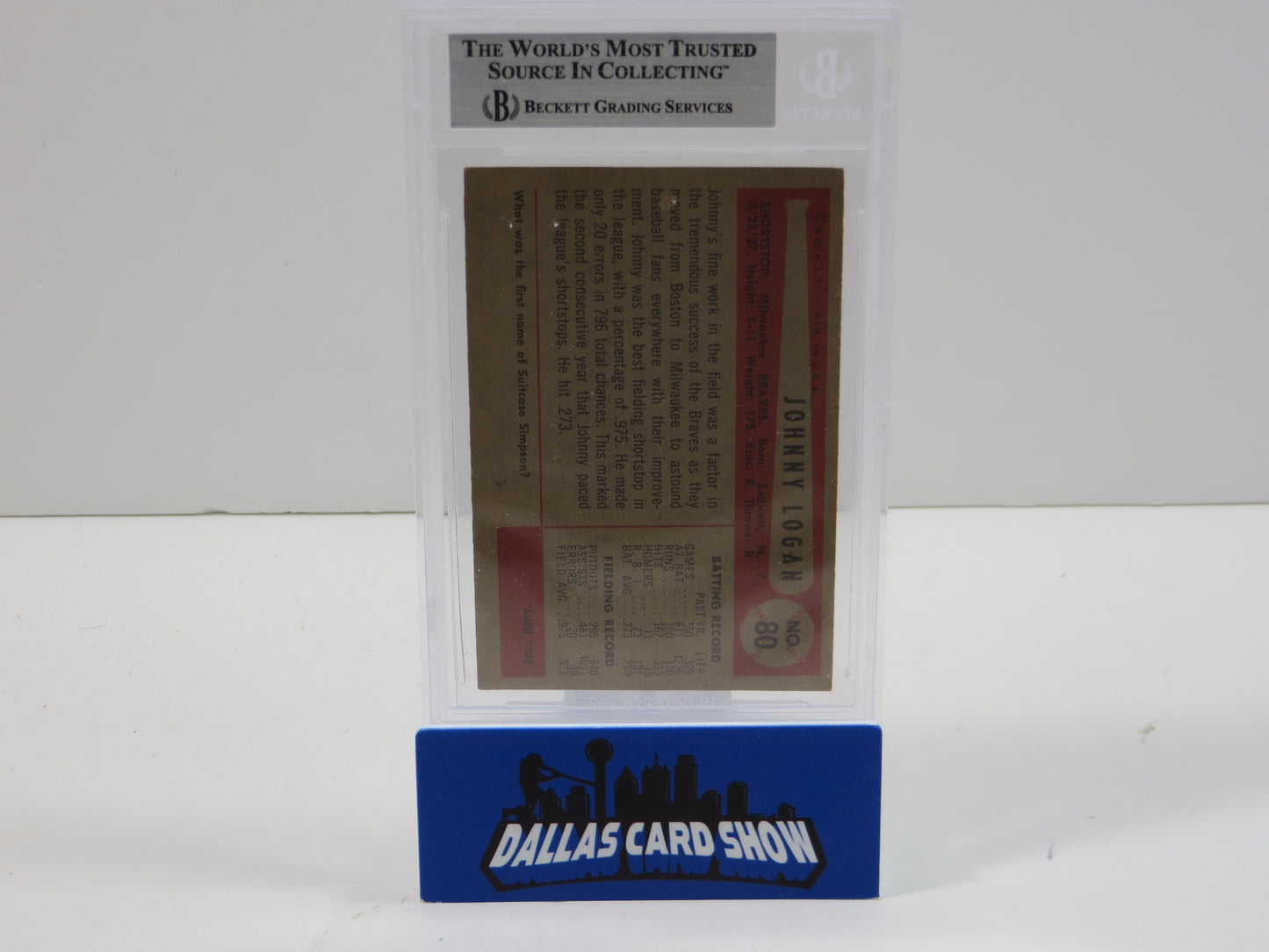 1955 BOWMAN #180 JOHNNY LOGAN BGS 10 AUTO