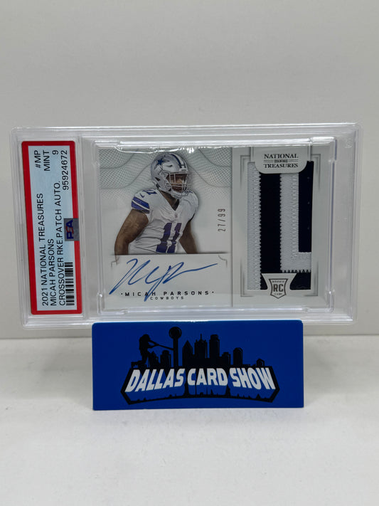 2021 Panini National Treasure #MP Micah Parsons Crossover Patch Autograph /99 PSA 9