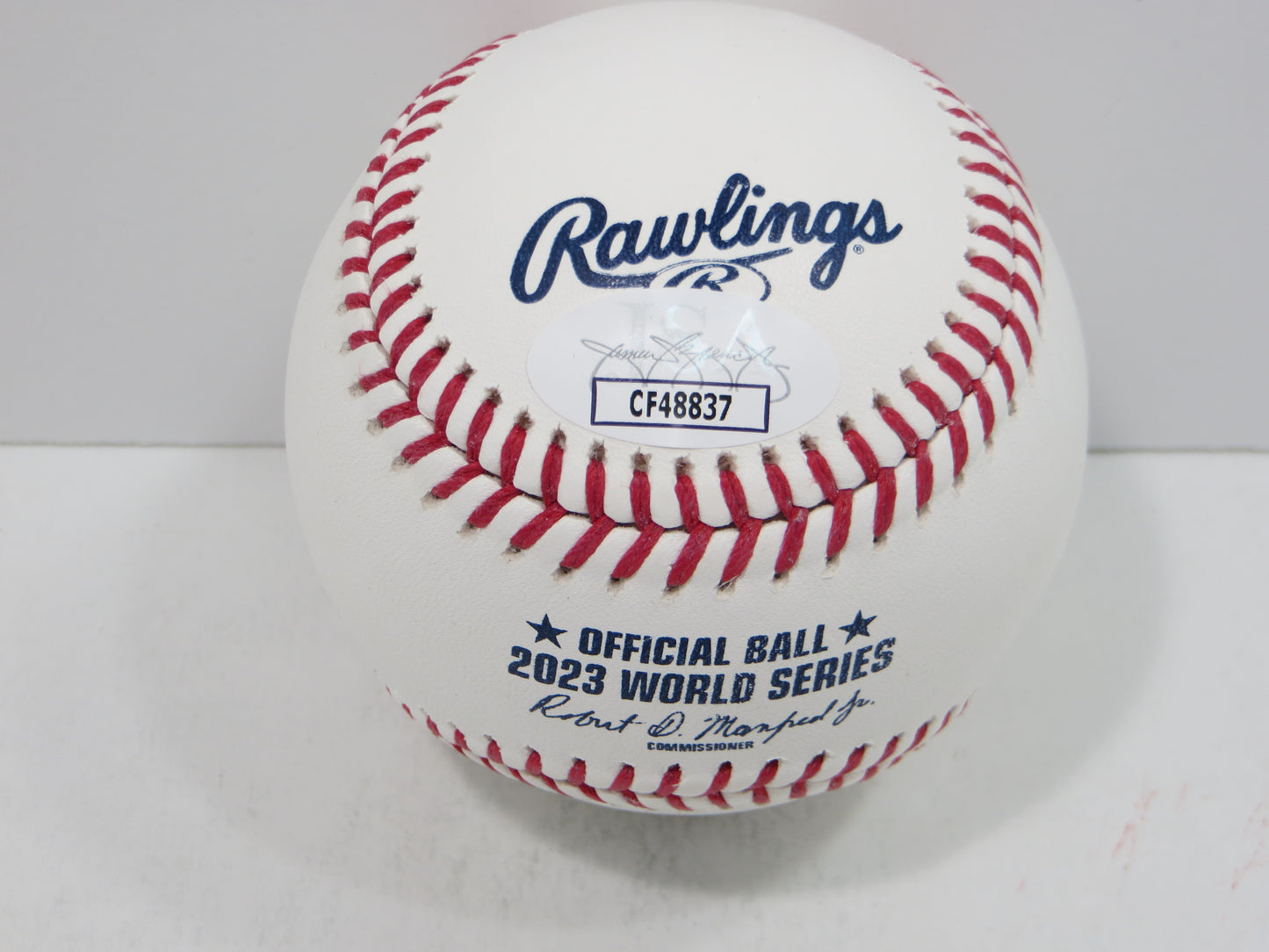 BRUCE BOCHY SIGNED Rawlings 2023 World Series BASEBALL w/INSC Texas Rangers JSA