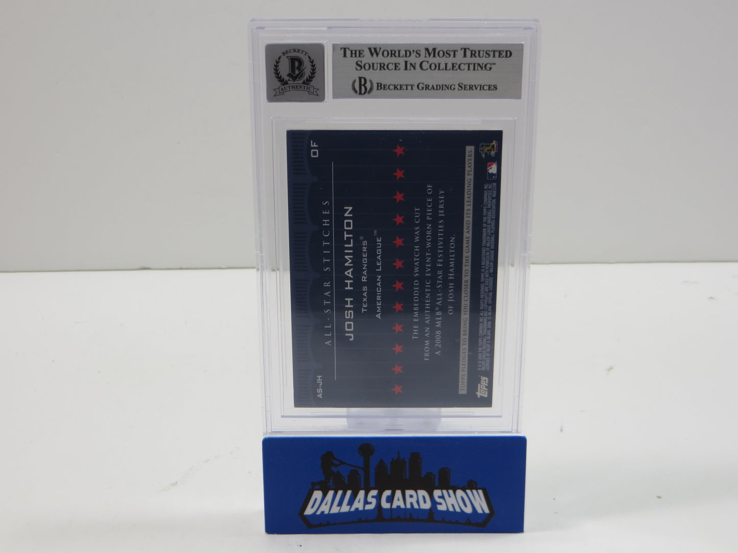 2008 TOPPS UPDATE ALL-STAR STITCHES GOLD #JH JOSH HAMILTON BGS 10 AUTO